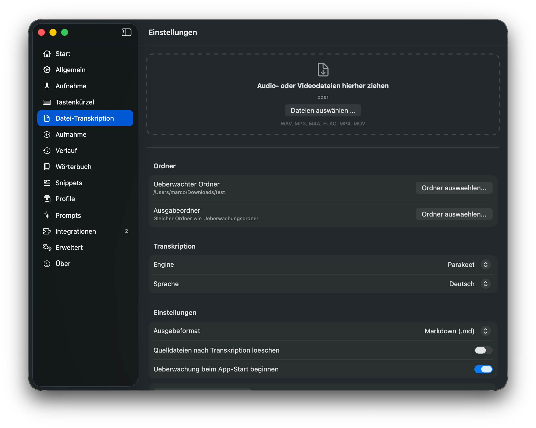 Datei-Transkription.