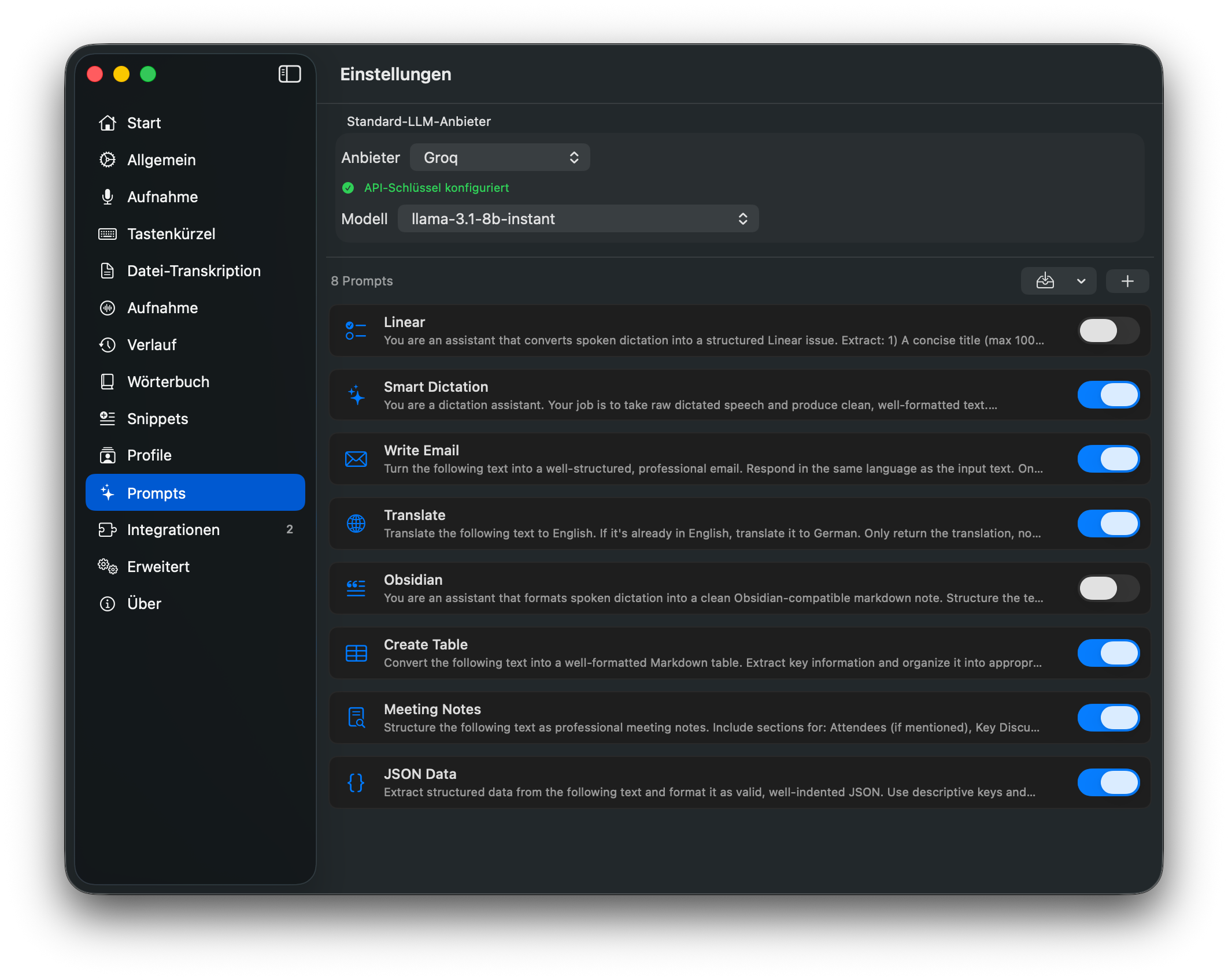 Prompts und Automatisierung.