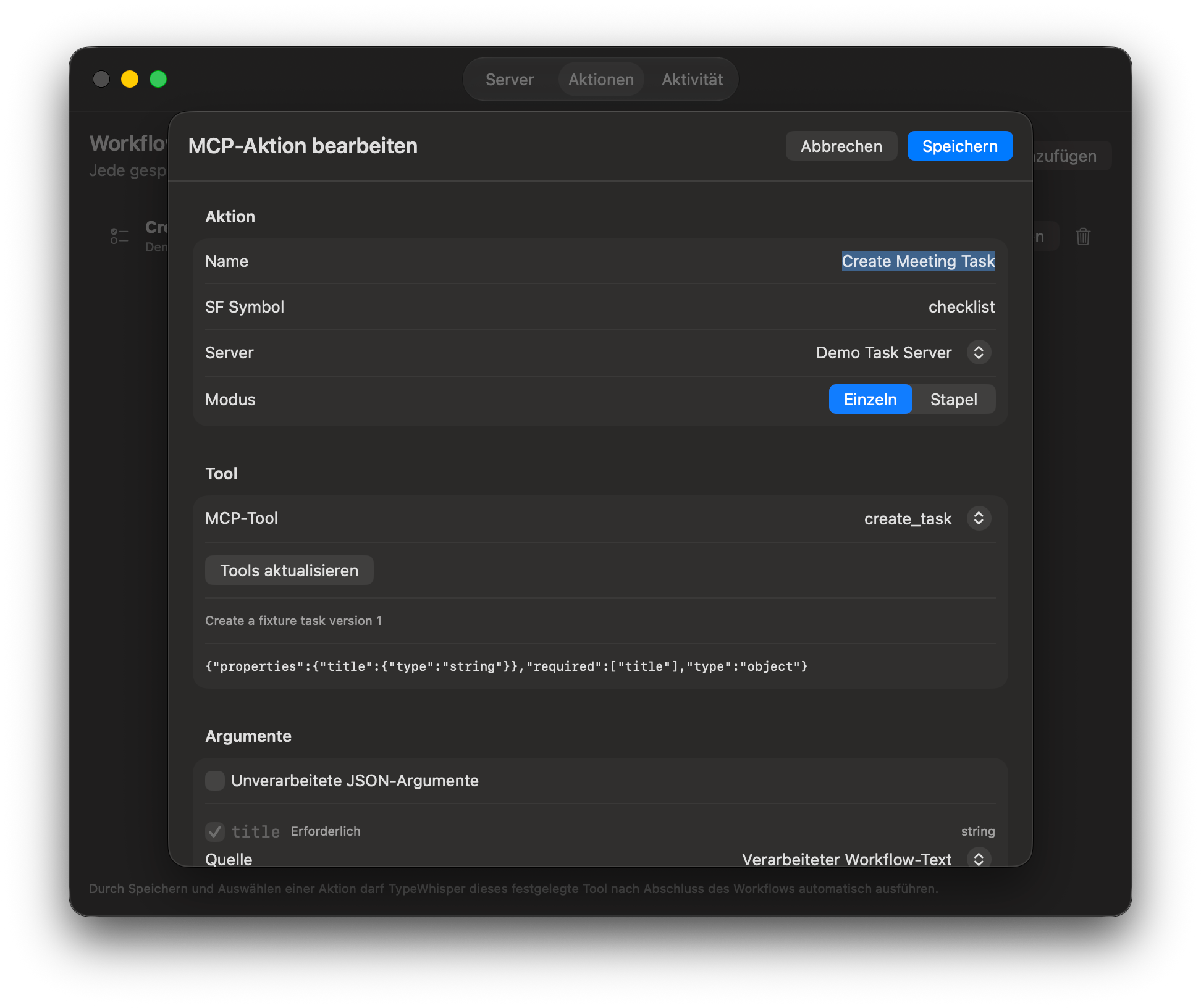 MCP Client Einstellungen