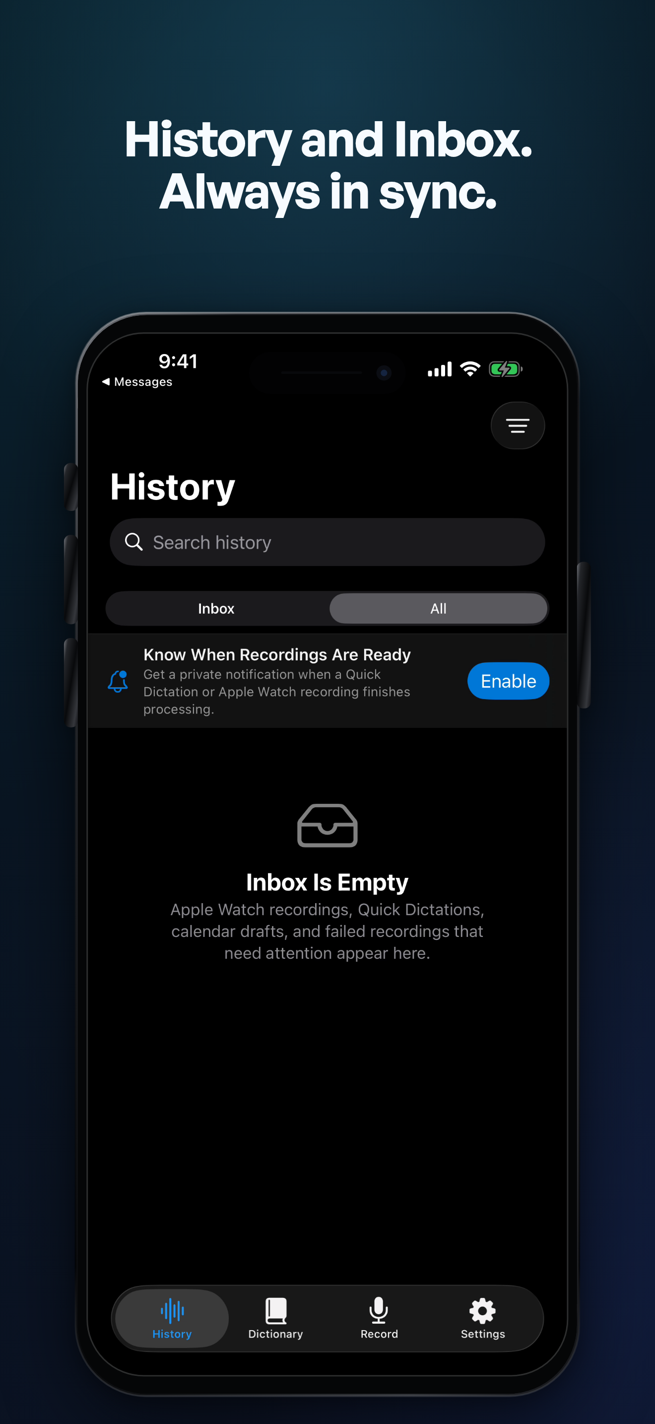 TypeWhisper History and Capture Inbox on iPhone