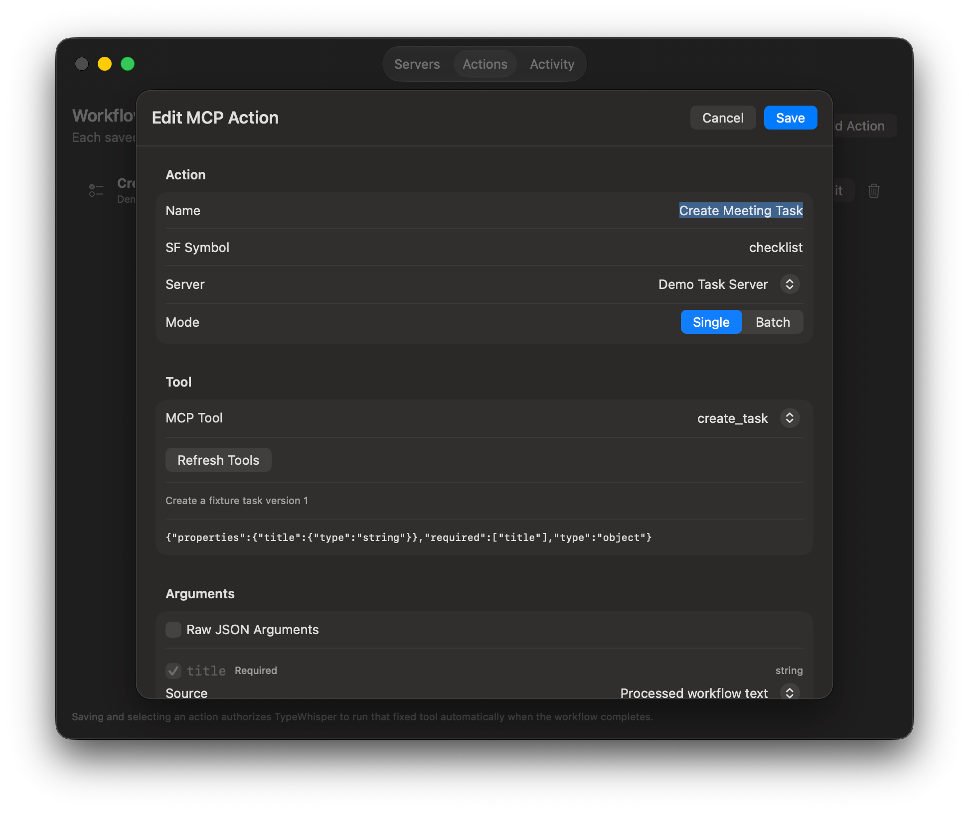 MCP Client settings