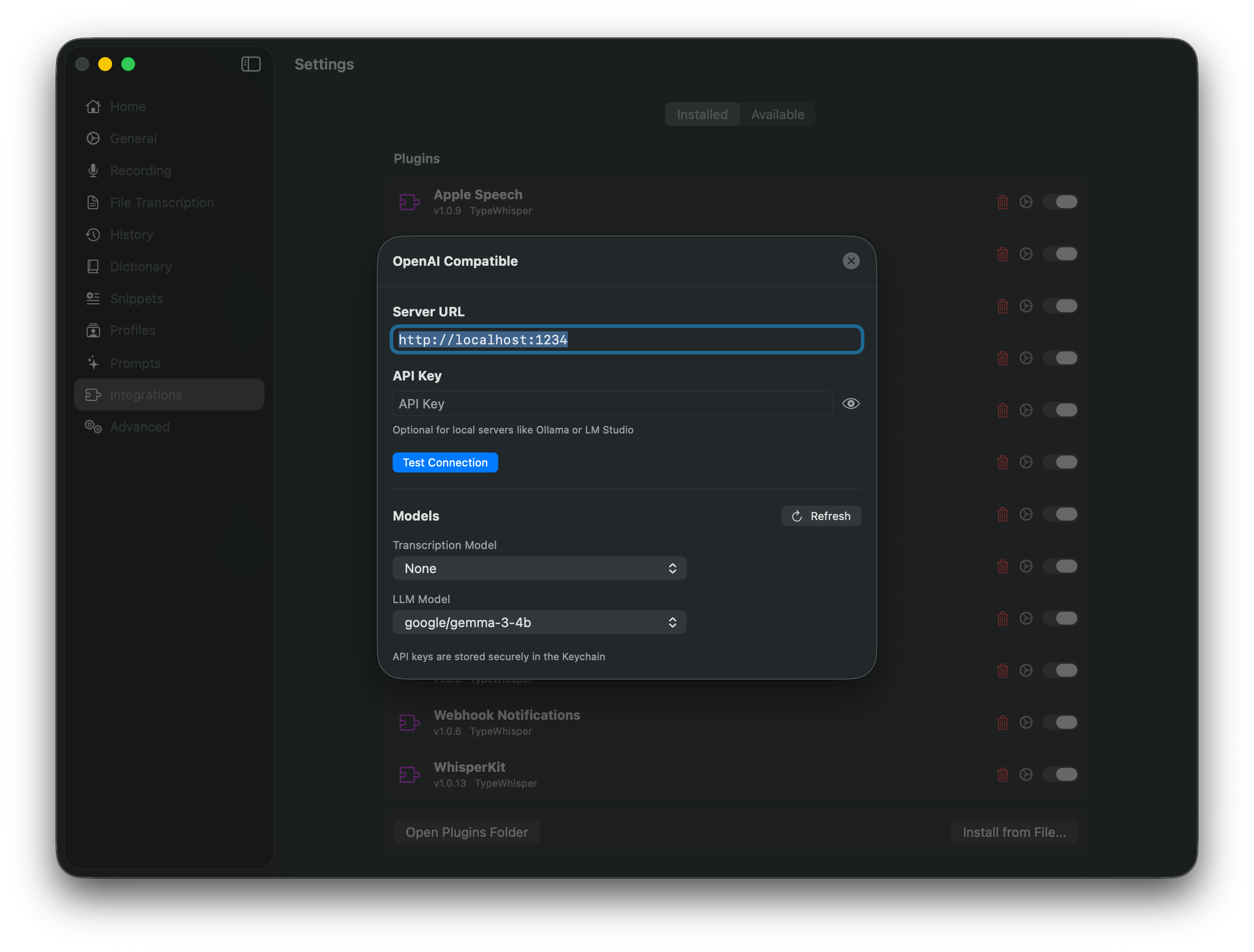 OpenAI Compatible settings