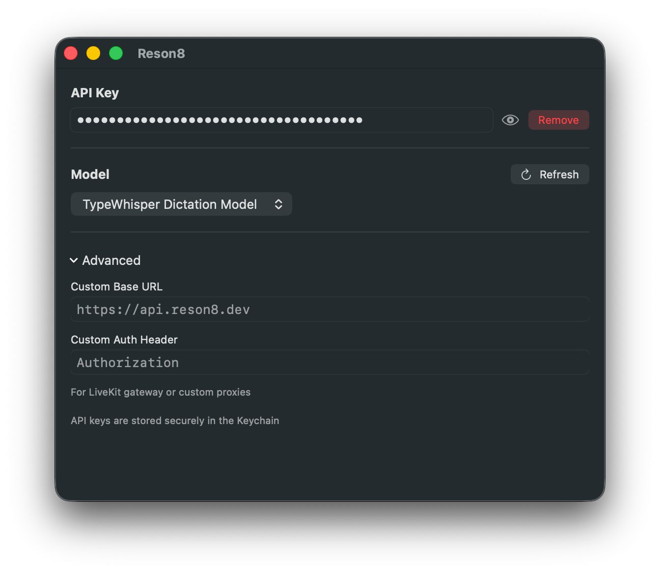 Reson8 settings
