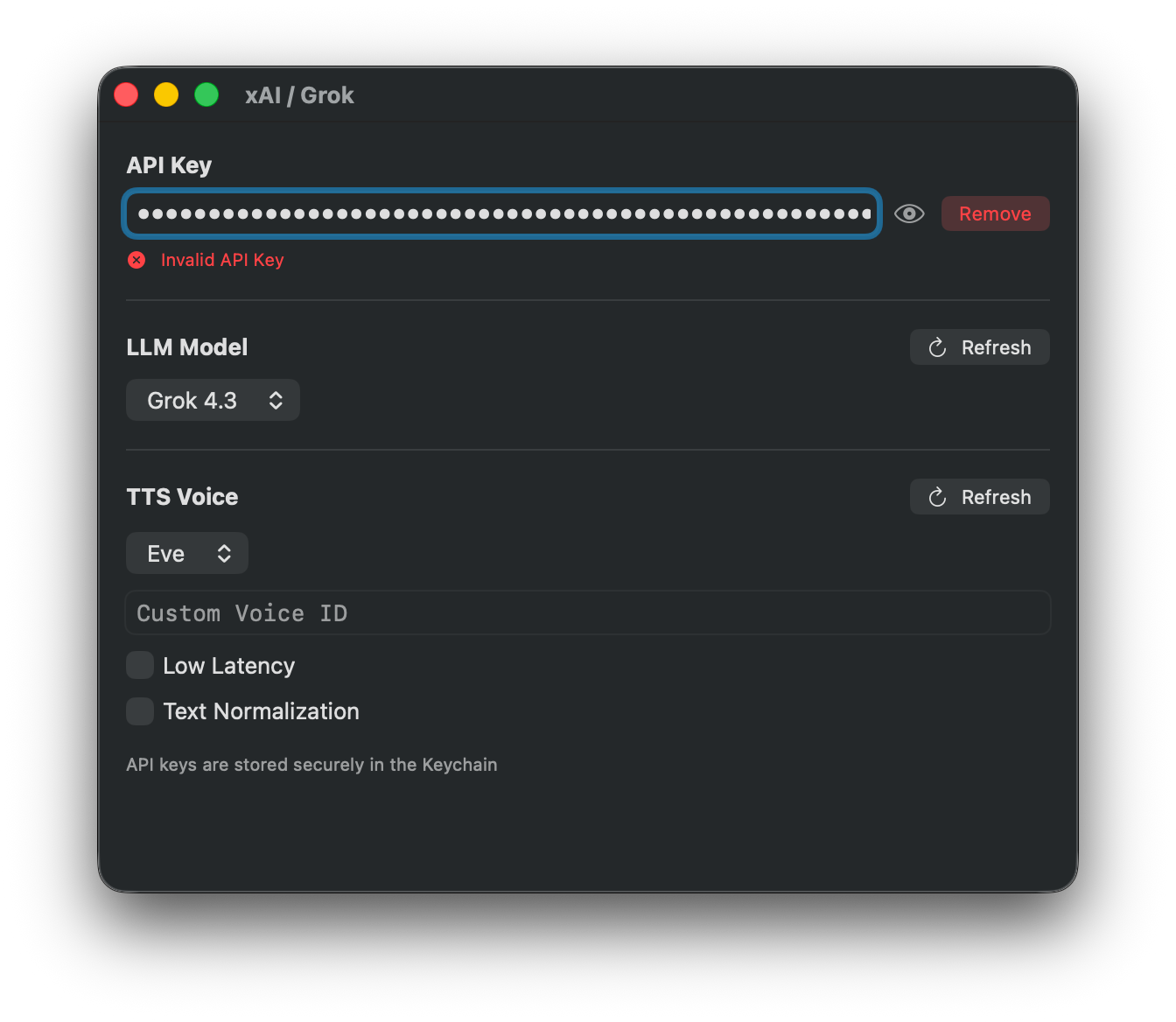 xAI / Grok settings