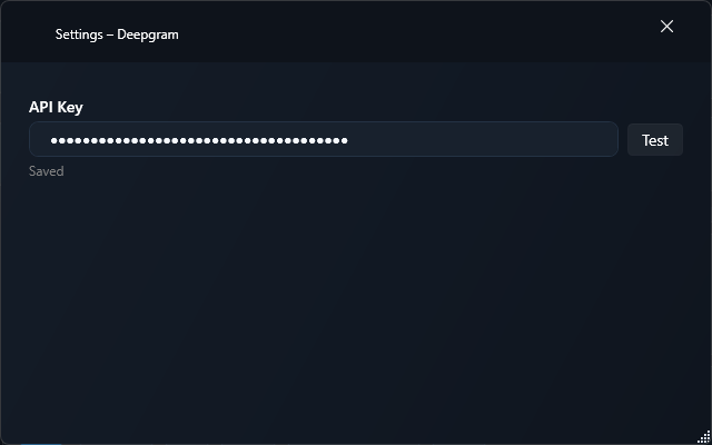 Deepgram Windows settings