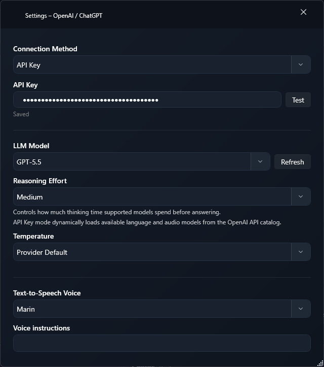 OpenAI / ChatGPT Windows settings