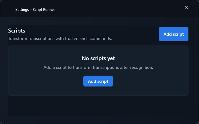 Script Runner Windows Einstellungen