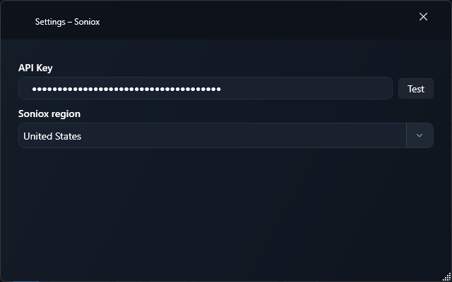 Soniox Windows Einstellungen