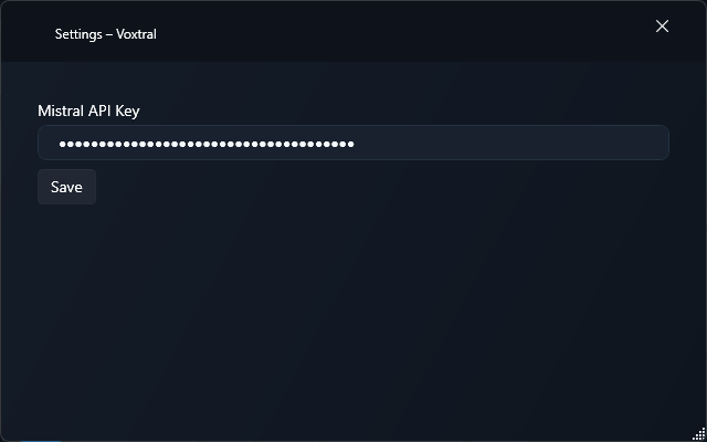 Voxtral Windows settings